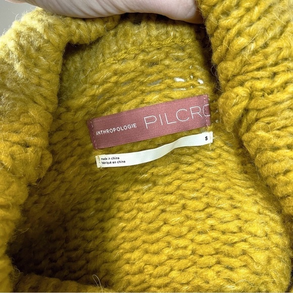 Pilcro ANTHRO Mustard Cowl Neck Long Sleeve Alpaca Wool Blend Yarn Sweater SMALL - Picture 4 of 10